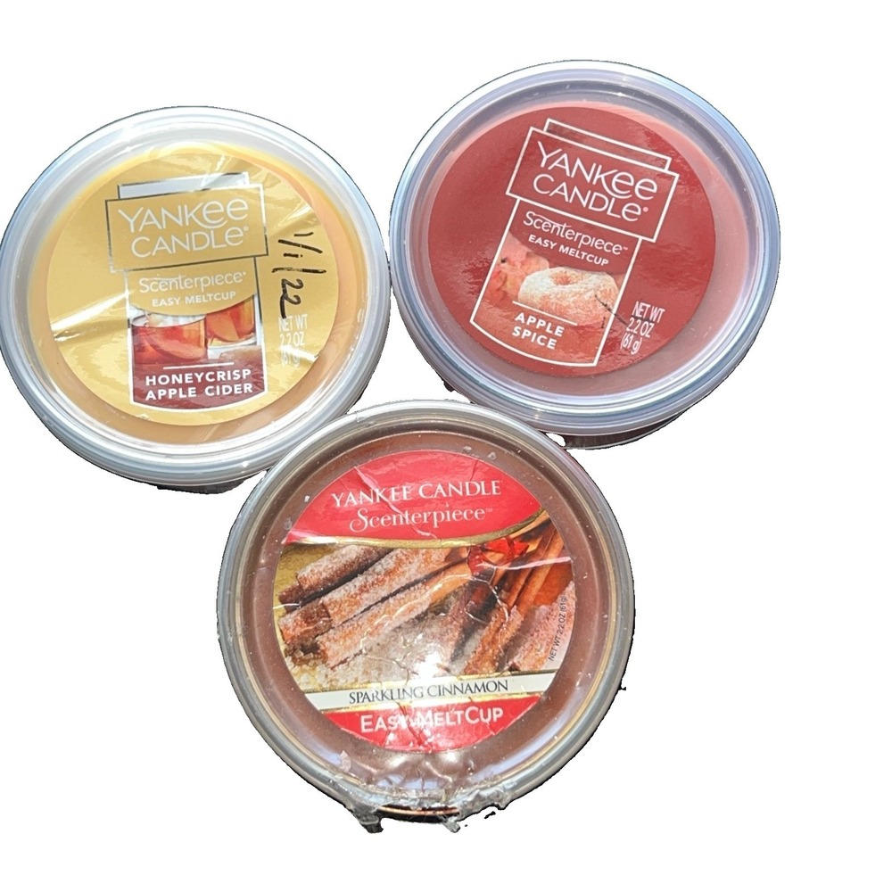 Yankee Candle Scenterpiece Easy Melt Cups 2.2 oz Lot Of 3 Apple Cinnamon New